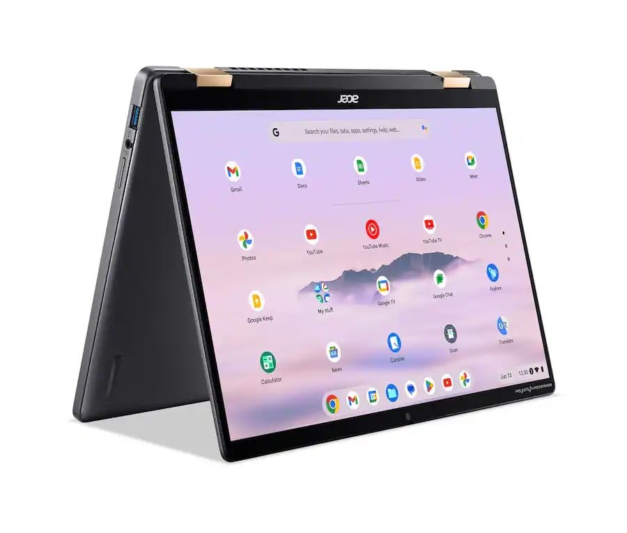 Image of acer Chromebook Plus Spin 714 2-in-1 Laptop, Intel Core Ultra 5 115U, 14 inch 1920x1200 IPS Touch Display, 8GB LPDDR5 512GB SSD, Backlit KB, Wi-Fi6E, Bluetooth, Chrome OS, Gray, w /Stylus Pen, W /GaLiMu