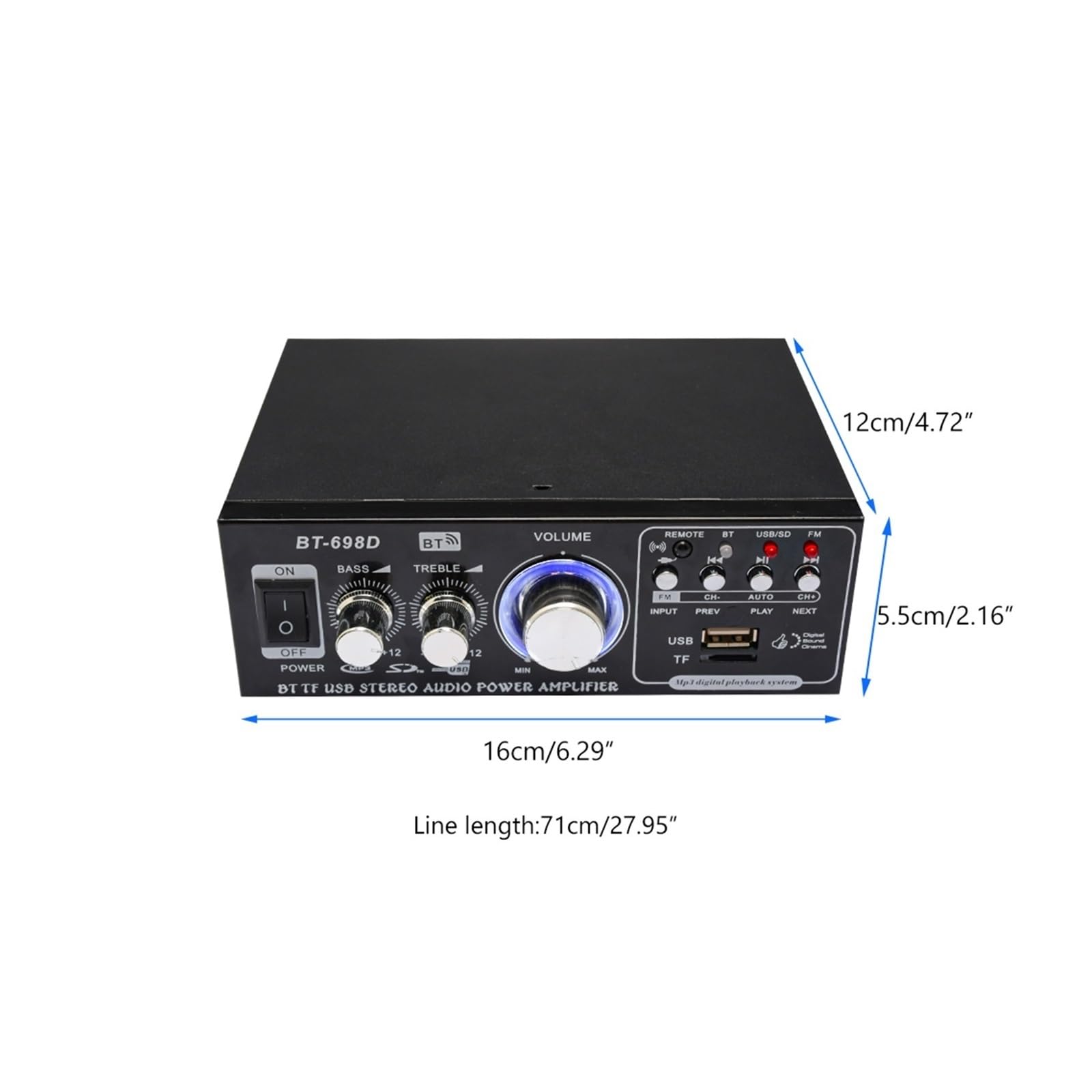Amplificatore audio, Amplificatori digitali domestici 50W+ Amplificatore stereo 5.0 for altoparlanti Hifi FM Auto Music per la casa fai da te