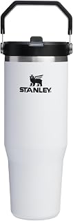 STANLEY IceFlow 2.0 Flip Straw Tumbler, 30 oz, Chalk | Easy Carry Handle | Twist On Lid and Flip Up Straw | Leak Resistant Water Bottle | Insulated Stainless Steel | BPA-Free