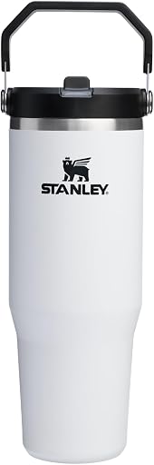 STANLEY IceFlow 2.0 Flip Straw Tumbler, 30 oz, Chalk | Easy Carry Handle | Twist On Lid and Flip Up Straw | Leak Resistant Water Bottle | Insulated Stainless Steel | BPA-Free