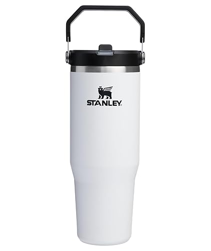 STANLEY IceFlow 2.0 Flip Straw Tumbler with Handle 30 oz | Twist On Lid and Flip Up Straw | Leakproof Water Bottle | Insulated Stainless Steel | BPA-Free | Chalk