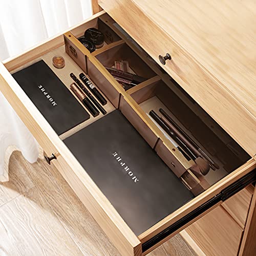 *Upgraded* Kitchen Drawer Dividers W/Inserts And Liner - Adjustable Bamboo Organizers For Drawers - Spring Loaded, Large For Utensils And Deep For Clothes - Tall Wood Draw Divider Separator (Long) #TOP7