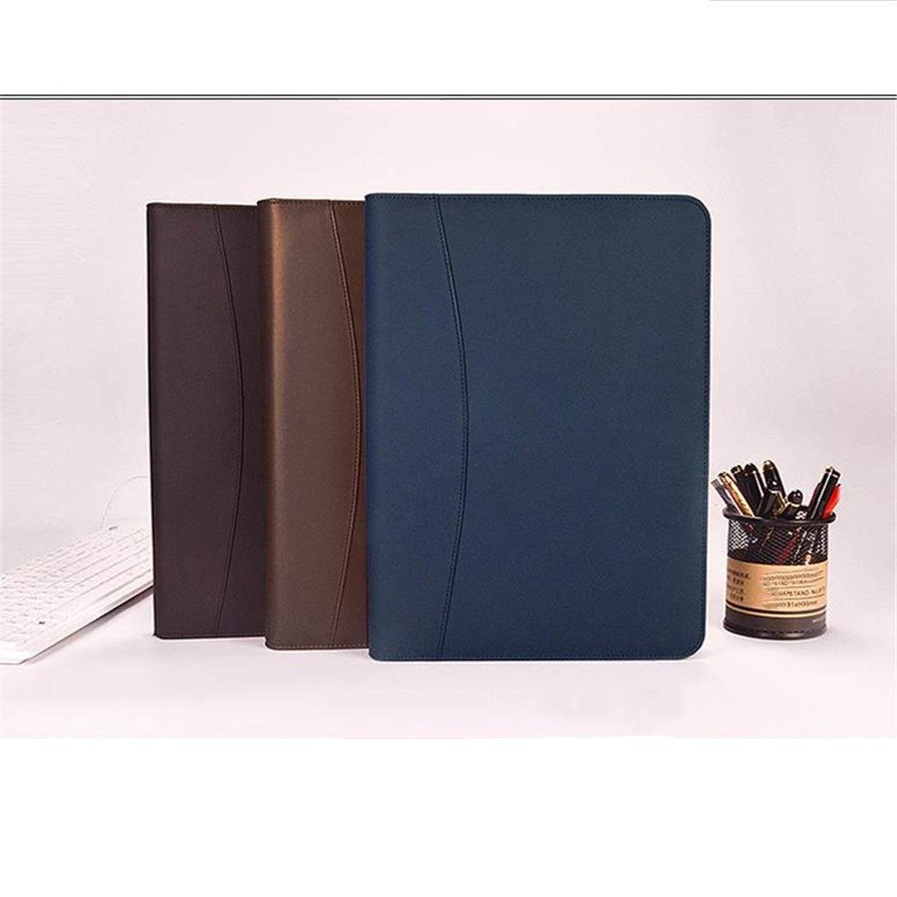 Cartella per conferenze e curriculum, cartella portadocumenti in pelle con cerniera, organizer per documenti legali e colloqui esecutivi, porta biglietti da visita (bronzo, 250 x 342 mm)