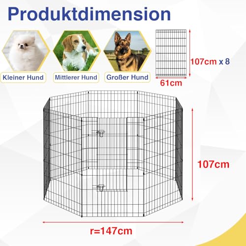 Image of FDW | Dog Playpen | 42 inch, 8 Panels | Heavy Duty Metal Pet Exercise Pen