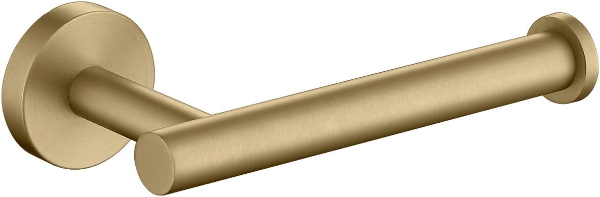 Brushed Gold Toilet Paper Holder SUS304 Stainless Steel, Modern Round Tissue Roll Holders Wall Mount, Toilet Paper Roll Dispenser Bathroom 5 inch TP Holder for Kitchen Washroom