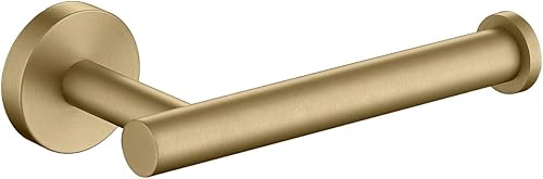 TASTOS Portarrollos de papel higiénico dorado cepillado SUS304 de acero inoxidable, moderno soporte redondo para rollos de papel higiénico, soporte