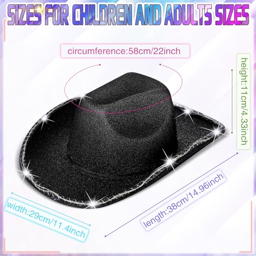 Image of Kigeli 10 Pcs Lights LED Cowboy Hat for Adult LED Flashing Hat for Western Cowboy Women Men Role Play
