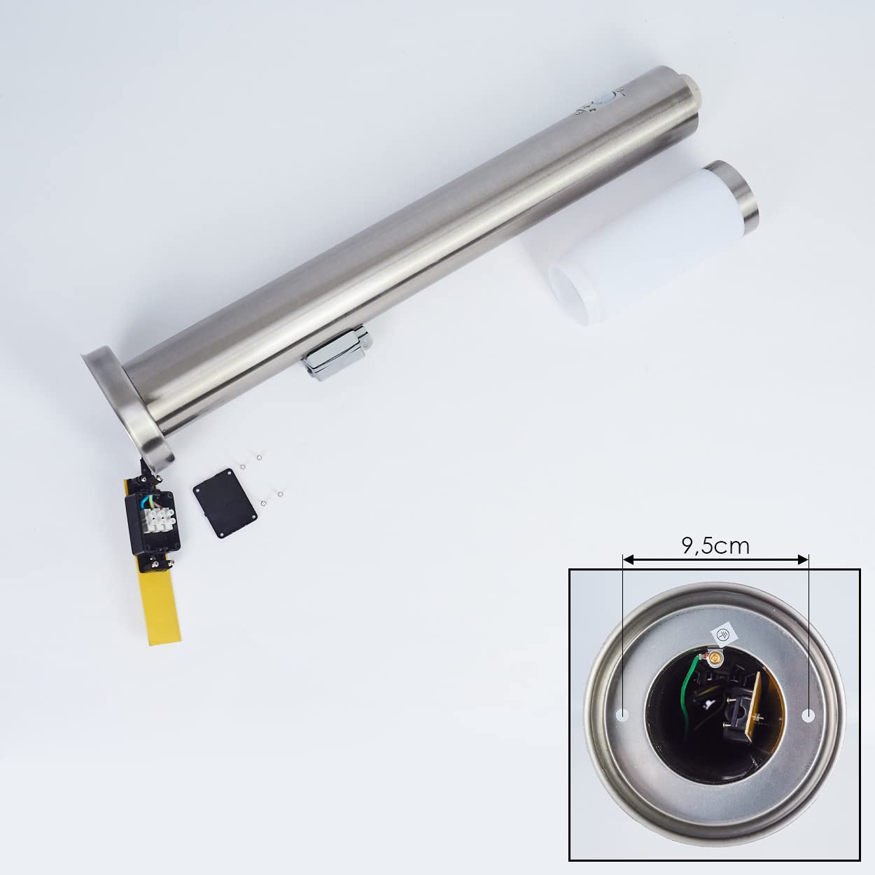 Outdoor Path Lamp Sessa With Motion Detector, Modern Lamp With Metal/plastic Fitting In Nickel Matt/white, Path Lamp 45.5 Cm, Garden Lamp W. E27, Garden Lighting IP44, Without Bulb