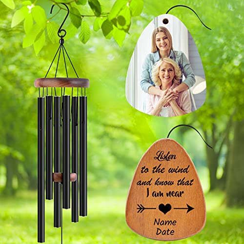 Image of Personalized Custom Wind Chimes Memorial Gift for Loss of Loved One Mother Dad Mom Dog Pets Customized Outdoor Sympathy Wind Chimes with Photo Text