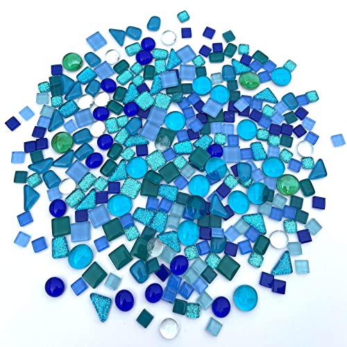 Litmind Assorted Blue Irregular Crystal Mosaic Tiles, 9Oz Value Pack - Perfect For Art Crafts, Mosaic Making Projects, Home Decor, And More #TOP2