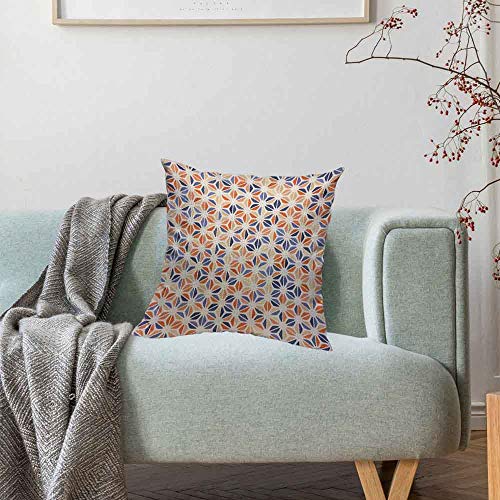 Hosnye TPC1818A99 Blue Orange Beige Spot Cotton Linen Throw Pillow Case Round Triangle Flower Pillow Cushion Covers Home Sofa Decorative 18 X 18 Inch thumb #3