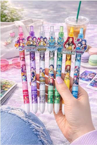 Image of GIFTS- Demon Hunter Ball Pen Set of 6 | Cute Anime Character Pens | Smooth Writing Blue Ink Pens | Cartoon Figure Pens for Kids, Girls, School & Gift Use