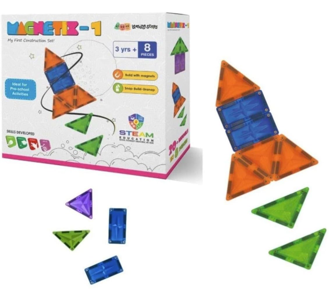Tzoo Technology and You Magnetix - 1 Magnetic Tiles Construction Set for Kids | STEM Learning Activities for Toddlers | Educational Magnetic Building Tiles Set for Kids - Multicolor (8 Pcs Tiles) (B0D41HQCWV) Amazon Price History, Amazon Price Tracker