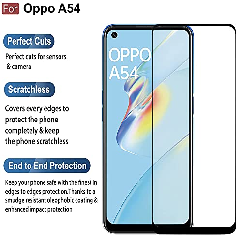 Image of STP FEEL� Glass Screen Protector Designed For Oppo A54 (6.51 inch) [Edge to Edge Coverage] HD Clear, Bubble-Free, Anti-Scratch Full Protection Durable Tempered Glass - Black, Pack of 2