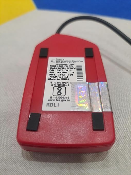 Image of Morpho MSO-1300 E3 L1 USB Fingerprint Scanner, STQC Certified, Biometric Device for Aadhaar eKYC