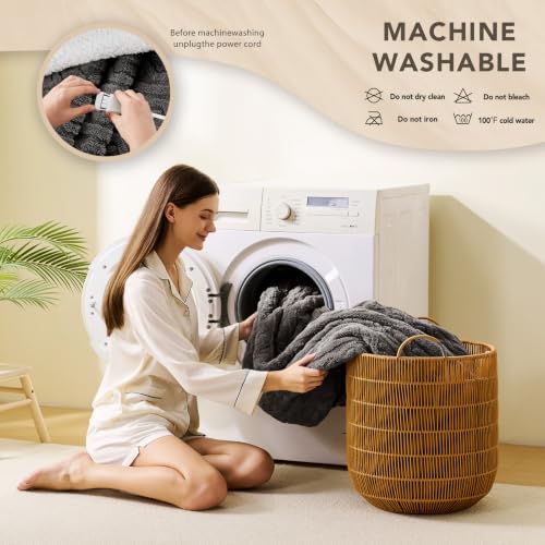 Image of Homemate Electric Heated Blanket King Size - 100 inchx90 inch Heating Bed Blankets Throw with 8 Hours Auto Off 10 Heating Levels Fast Heating Over-Heated Protection Soft Warm Flannel Bed ETL Certified