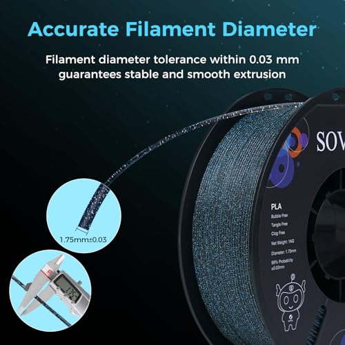 Image of Sovol 3D Printer Luminous Filament, Glow in The Dark PLA 1kg (2.2 lbs) Spool 3D Printing Materials, Dimensional Accuracy + /- 0.03 mm, 1.75 mm, Shiny Blue