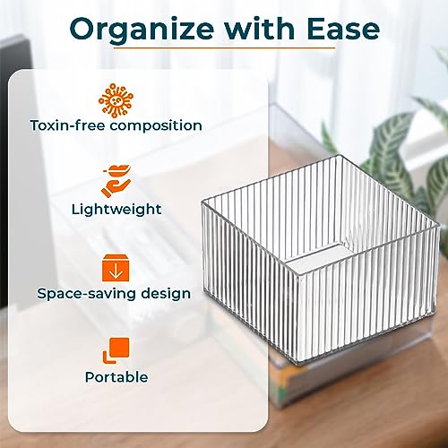 Image of UMAI Sqaure Cutlery /Cosmetic /Desk Organizer|Basket For Storage, Books, Toys (Transparent)