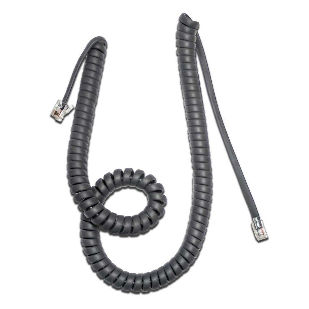 Replacement Handset Cord (Curly Cord) Gray (12 Ft) Long Tail