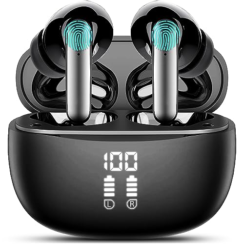 Vtkp Bluetooth Kopfhörer, Kopfhörer Kabellos Bluetooth 5.3 Deep Bass mit 4 ENC Mic, 60Std Spielzeit Touch Control In Ear Kopfhörer mit LED-Anzeige, IP7 wasserdichte Ohrhörer für Arbeit Studium Sport…