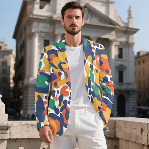 One Button Suit Blazers for Men Casual Coat with Lining, Comfort, Breathable, for Business, Gathering2