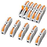 10pcs Empalmes cables electricos,Conectores electricos rapidos,Conectores cables electricos,Bloques de terminales con palanca de operación,Clemas electricas compacto,Conector cable electrico