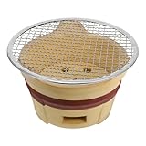 Outanaya Grillofen aus Keramik Ton mit Grillrost für Camping und Garten Kompakter Holzkohleofen Tragbar für Picknick Outdoor Grillen Langlebig