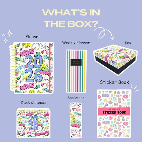 Image of Planner Kit, Planner Set Includes A5 Journal (22x17cm) 262 Pages, 120 GSM, Weekly Planner, Desk Calendar 2026, Stickers Book and Bookmark (The Street Edition)
