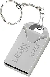 Pendrive 128GB USB 2.0 Metálico - Compacto Portátil Armazenamento Seguro Alta Velocidade Transferência de Dados Plug Play para PC Notebook Rápida Leve Resistente Prateado Chaveiro Sem Tampa (128, GB)