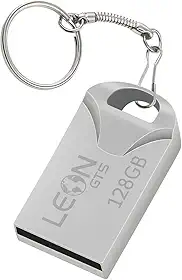 Pendrive 128GB USB 2.0 Metálico - Compacto Portátil Armazenamento Seguro Alta Velocidade Transferência de Dados Plug Play para PC Notebook Rápida Leve Resistente Prateado Chaveiro Sem Tampa (128, GB)