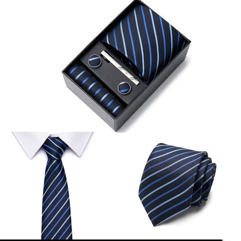 Set corbata, pañuelo y gemelos de seda para hombre miniatura 3