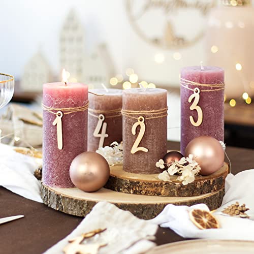 Kerzen mit Zahlen 1-4 22 Adventskranz Zahlen Holz Anhänger 1-4 für Kerzen Adventszahlen...