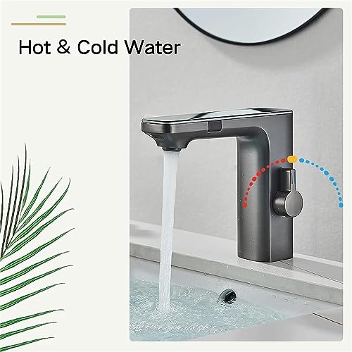 Batería de lavabo monomando con sensor digital y acabado en latón 7