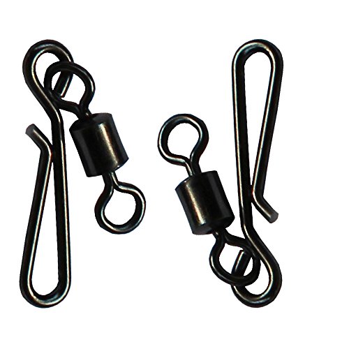 50pcs Fishing Swivel Snap Connector Fast Change Hook Clip Rolling Oval Ring Link (#8)