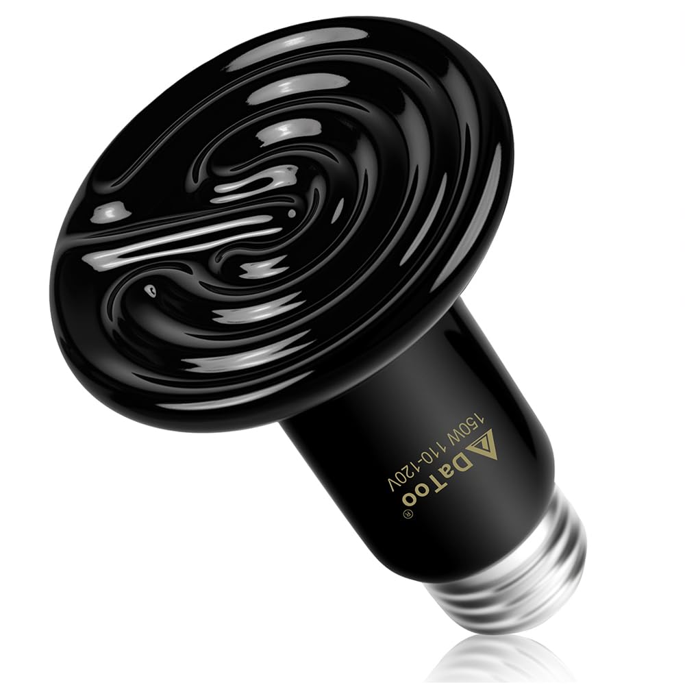 DaToo Ceramic Reptile Heat Lamp 150W Ceramic Heat Emitter E26 No Light Night Heat Bulb for Reptile Terrarium Tank Lizards Snakes Hedgehogs Turtles Cats Dogs Chicken