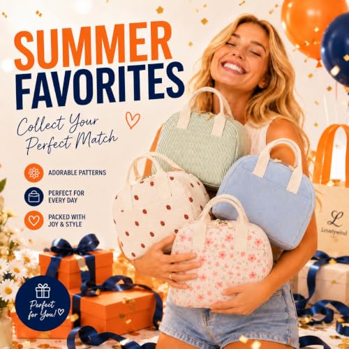 Image of LOVELYWIND Lunch Box for Women Cute Lunch Bags for Women Lunch Tote Bags Reusable Insulated Lunch Box Large Capacity Reusable Insulated Cooler for Work or Travel Gifts or Beach