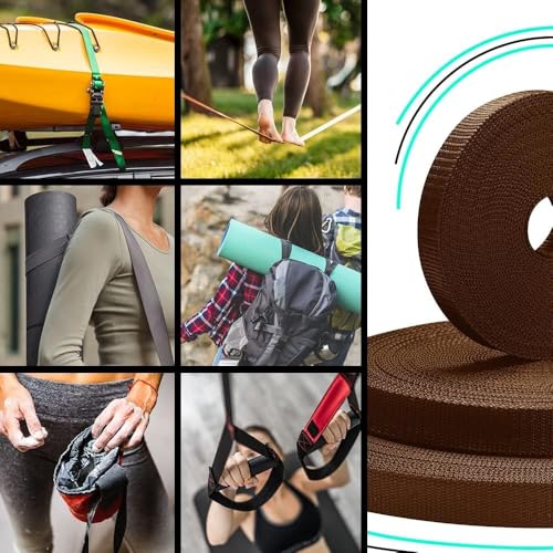 Image of TECEUM 3 /4 inch & 5 /8 inch & 1 inch & 1.5 inch & 2 inch Webbing - 10 25 50 Yards - 40+ Colors - Heavy Duty 1 Inch 1.5 Inch 2 Inch Backpack Straps - Webbing for Outdoors Indoors Crafting DIY