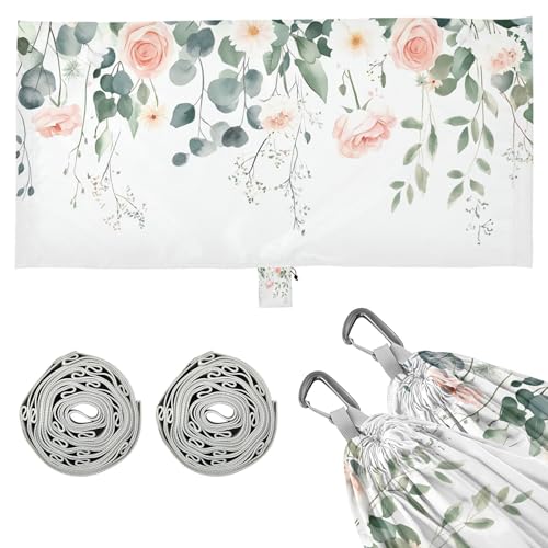 Takiito Watercolor Floral Hammock 330 lb Capacity Travel Camping Hammock with Tree Straps, Portable Lightweight for Outdoor Beach Backpacking Backyard Patio