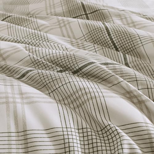 Image of MaiReve Plaid Twin XL Comforter Set, Khaki Green Grid Bedding Set for Boys & Girls, Classic Checkered Bed in A Bag Comforter Sets with Fitted & Flat Sheet, Pillowcase & Sham 66 inchx90 inch