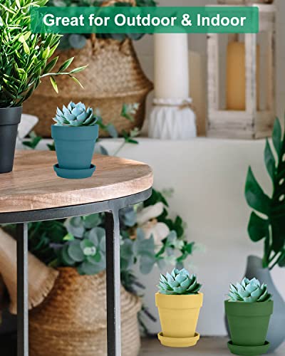vensovo 10.16cm Steel Blue Clay Pot for Plant with Saucer, 6 Pack Small Terra Cotta Plant Pot with Drainage Hole - Image 4