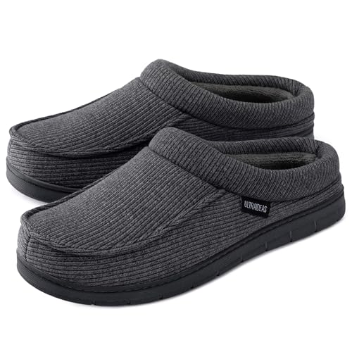 ULTRAIDEAS Pantufa masculina Nealon Mocassim para uso interno/externo, Malha cinza, 9-10
