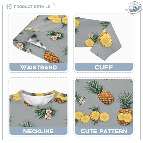 JUNZAN Cartoon Pineapples Fruit Grey Little Boys Sweatshirts Hoodies Long Sleeve Hoodie for Boys Athletic 4T3