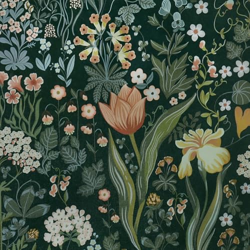 Dark Green Botanical Wallpaper