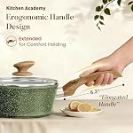 Kitchen Academy Non Toxic Pots and Pans Set Non Stick - 12 Piece Induction Cookware Sets, Green Granite Nonstick Cooking Pot and Pan, PFOA&PFOS Free