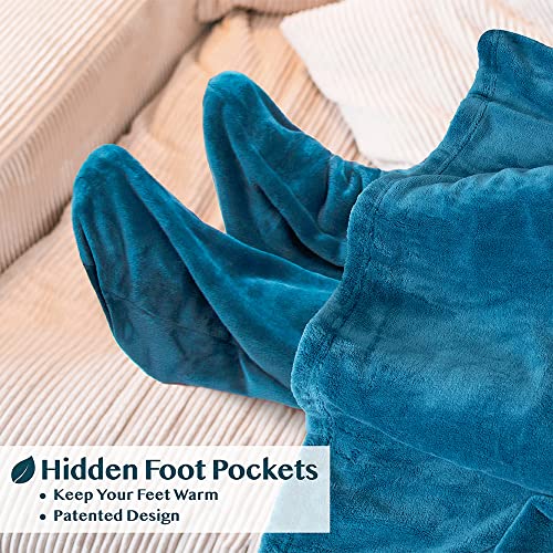 PAVILIA Fleecedecke mit Ärmeln und Fußtaschen für Damen, Herren, Erwachsene, tragbare Decke, Überwurf, Plüschumarmung, Schlafsack… – Ansicht 2