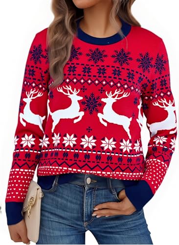 Litherday Weihnachtspullover Damen Ugly Christmas Sweater...