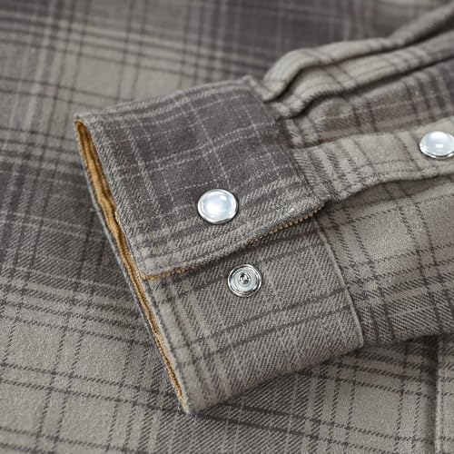 Dubinik&reg; Flannel Shirt for Men Western Mens Pearl Snap Shirts Long Sleeve Casual Cozy Vintage Cowboy Plaid Soft Pure Cotton