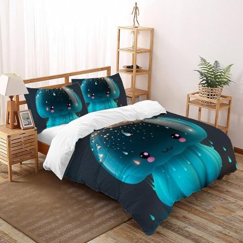 Housse de couette méduse impression 3D relief parure de lit microfibre haut de gamme - 2