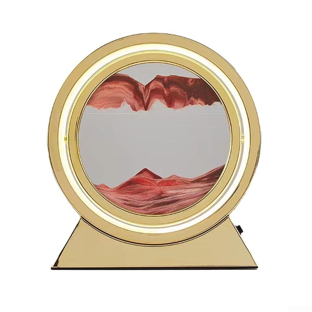RANRAO 3D for MOVING Sand Art Table Lamp, Quicksand Bedroom Table Lamp for Deep Sea Sandscape Artwork Sand Picture Night Light Decoration for Desktop Home (Red Sand)