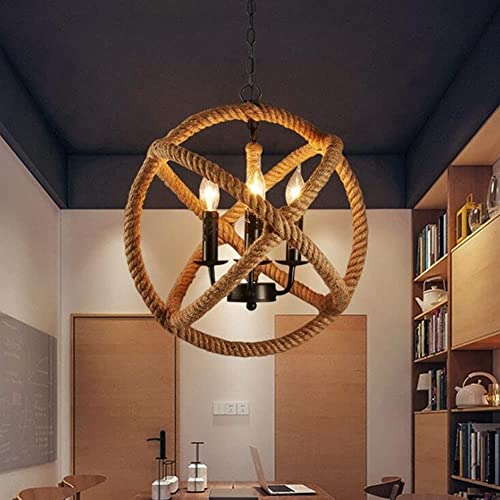 Suspension 3 lumières en fer forgé et osier de qualité premium